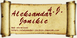Aleksandar Jonikić vizit kartica